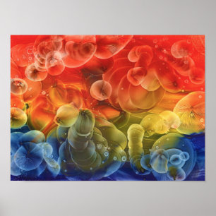 Póster Pintura abstracta multicolor pintada a mano