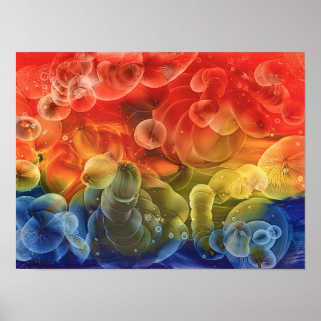 Póster Pintura abstracta multicolor pintada a mano (Frente)