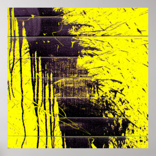 Póster Pintura abstracta negra de plaqueta gotea sobre un