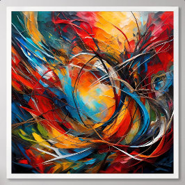 Póster pintura abstracta perdida en el bosque mirando hac