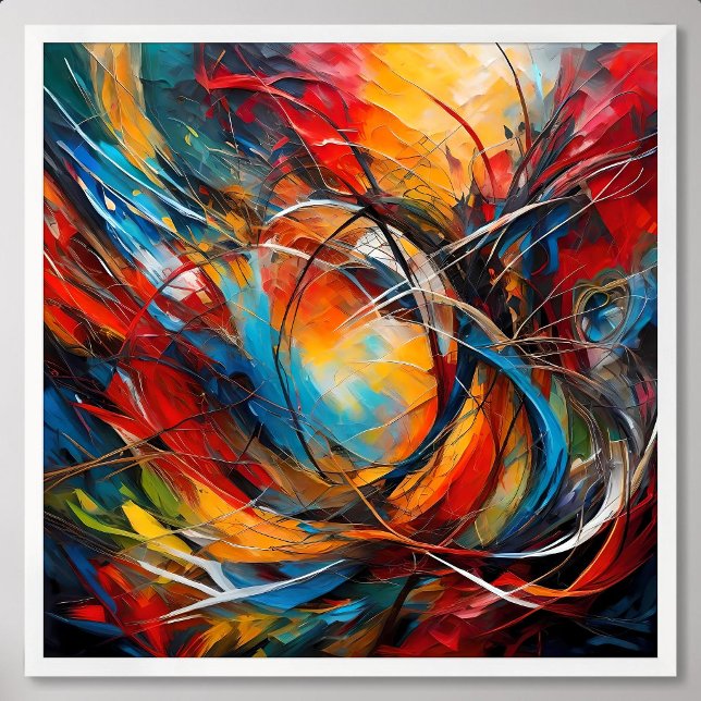 Póster pintura abstracta perdida en el bosque mirando hac (abstract painting lost in forest looking way home)