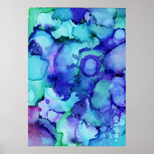 Póster Pintura abstracta púrpura y blanca