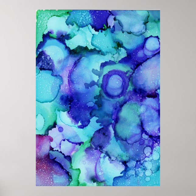 Póster Pintura abstracta púrpura y blanca (Frente)