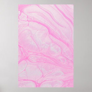Póster Pintura abstracta rosa y blanca