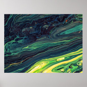 PÓSTER PINTURA ABSTRACTA VERDE Y NEGRA