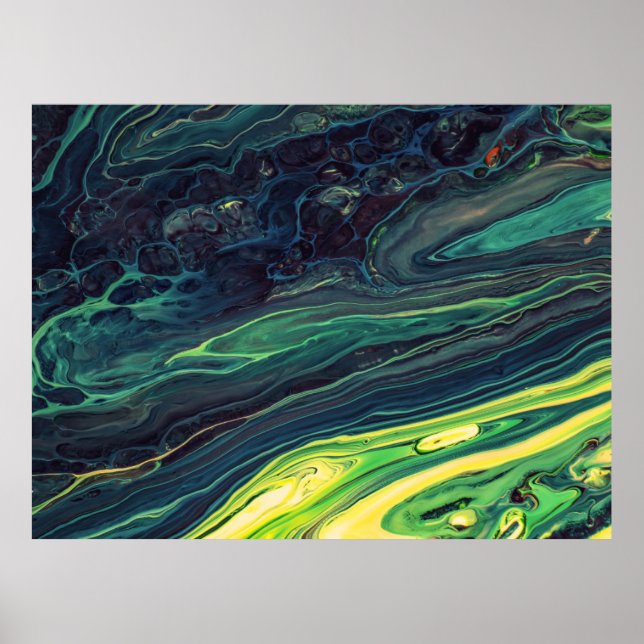 PÓSTER PINTURA ABSTRACTA VERDE Y NEGRA (Frente)