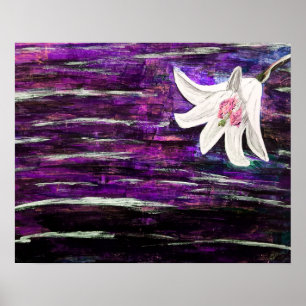 Póster Pintura acrílica abstracta con flor