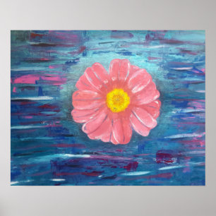 Póster Pintura acrílica abstracta con flor