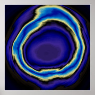 Póster Pintura acrílica abstracta en espiral azul