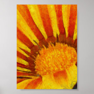 Póster Pintura acrílica de Gazania roja y amarilla