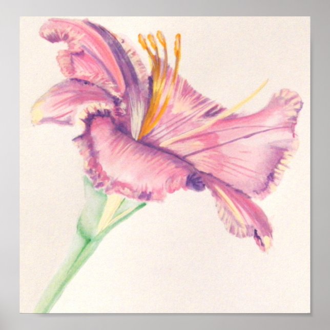 Póster Pintura acrílica de Lirio Rosa (Frente)
