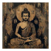 PINTURA ACRÍLICA MEDITANTE DE BUDA #1
