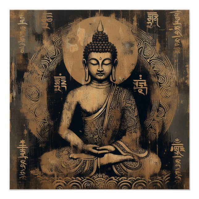 PÓSTER PINTURA ACRÍLICA MEDITANTE DE BUDA #1 (Anverso)