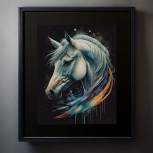 Póster Pintura acuarela de caballo