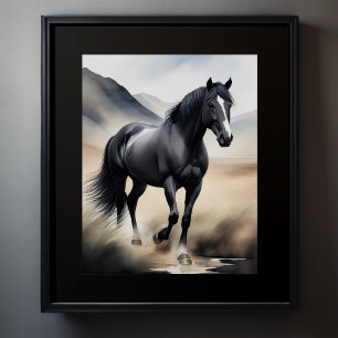 Póster Pintura acuarela de caballo