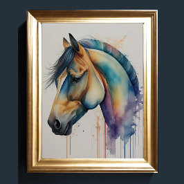 Póster Pintura acuarela de caballo