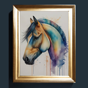 Póster Pintura acuarela de caballo