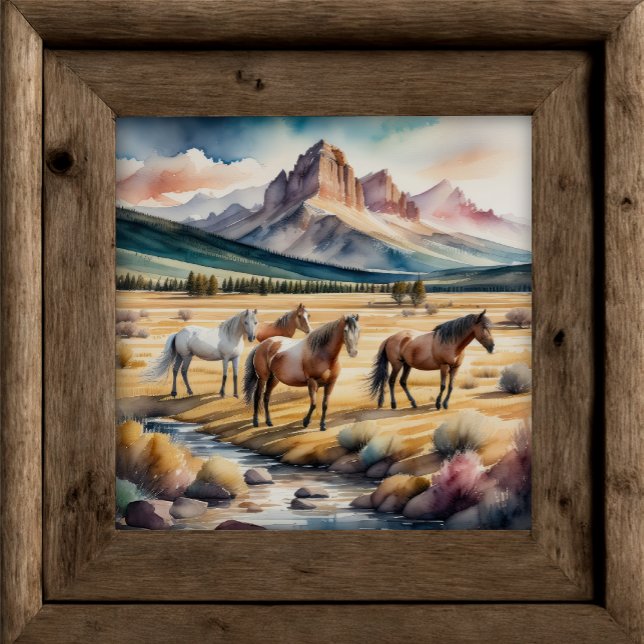 Póster Pintura acuarela de caballos salvajes 1:1 (Subido por el creador)