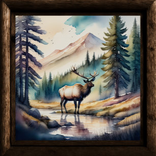 Póster Pintura acuarela de encino en el bosque 1:1