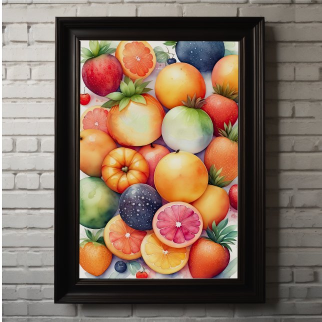 Póster Pintura acuarela de fruta divertida (Subido por el creador)