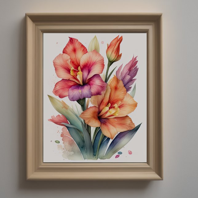 Póster Pintura acuarela de Gladiolas III (Subido por el creador)