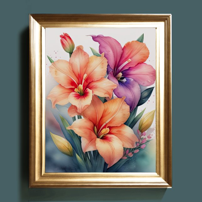Póster Pintura acuarela de Gladiolas IV (Subido por el creador)