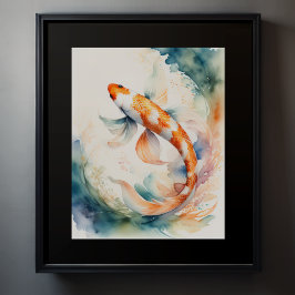 Póster Pintura acuarela de Koi Fish