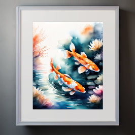 Póster Pintura acuarela de Koi Fish II