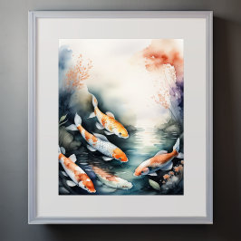 Póster Pintura acuarela de Koi Fish IV