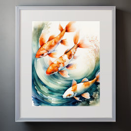 Póster Pintura acuarela de Koi Fish V