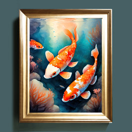 Póster Pintura acuarela de Koi Fish VI