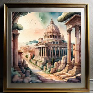 Póster Pintura acuarela de la Roma II
