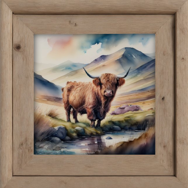 Póster Pintura acuarela de la vaca Highland 1:1 (Subido por el creador)
