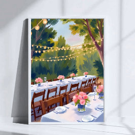 Póster Pintura Acuarela de Lugar de Bodas Floral Botánico