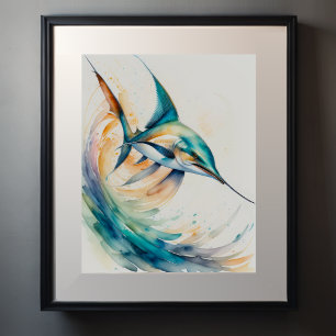 Póster Pintura acuarela de Marlin