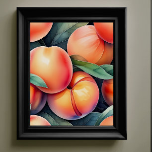 Póster Pintura acuarela de melocotones