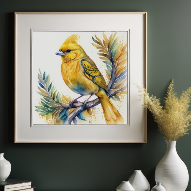 Póster Pintura acuarela de pájaro amarillo 1:1 (Subido por el creador)