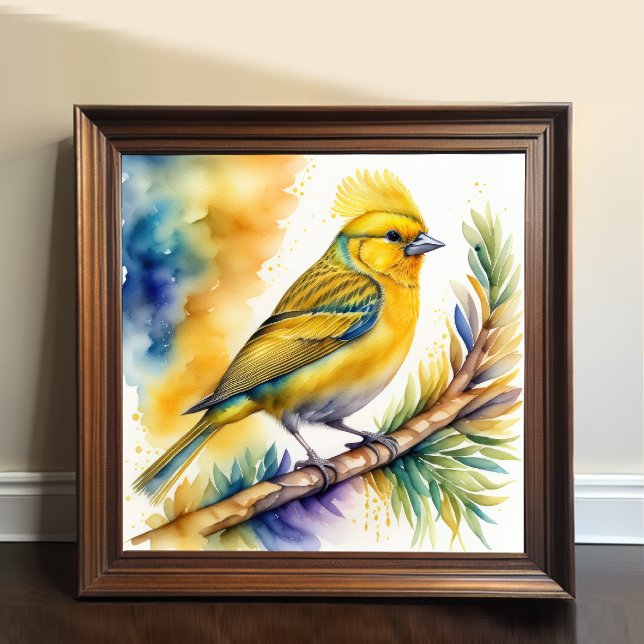 Póster Pintura acuarela de pájaro amarillo 1:1 (Subido por el creador)