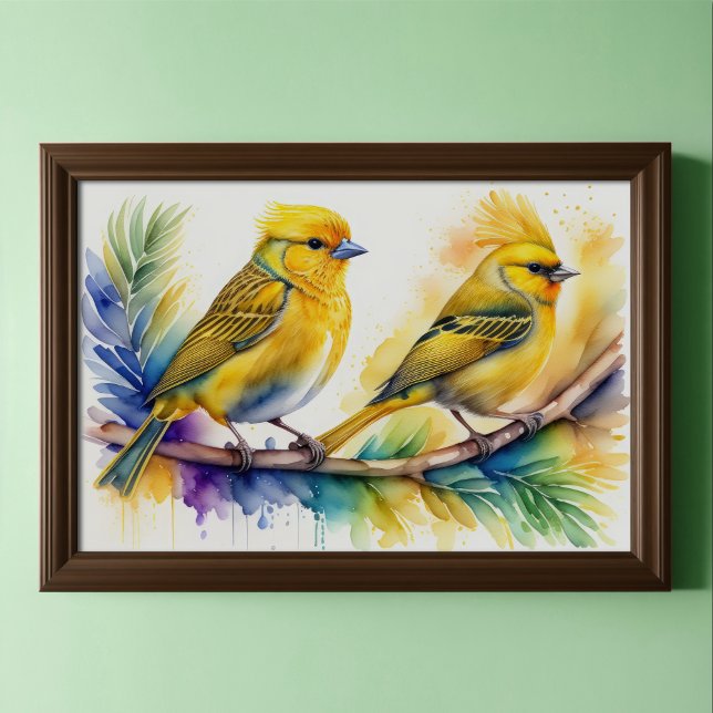 Póster Pintura acuarela de pájaro amarillo 3:2 (Subido por el creador)