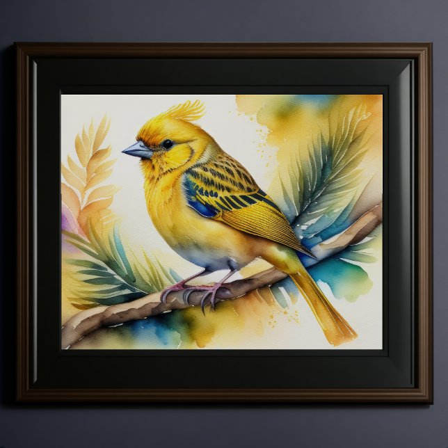 Póster Pintura acuarela de pájaro amarillo 5:4 (Subido por el creador)