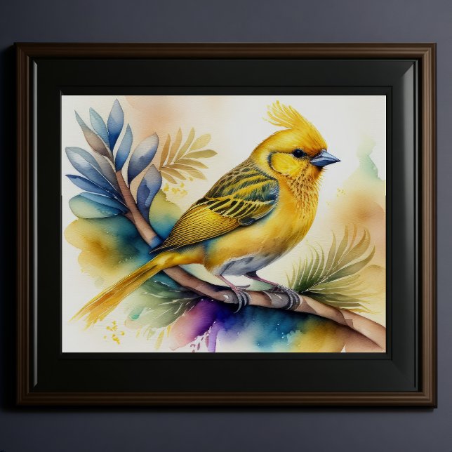 Póster Pintura acuarela de pájaro amarillo 5:4 (Subido por el creador)