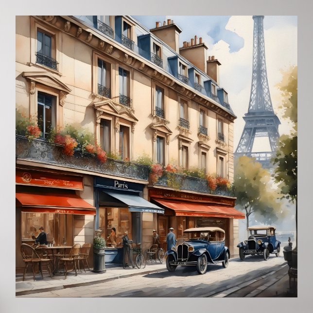 Póster Pintura acuarela de París (Frente)
