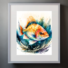 Póster Pintura acuarela de peces