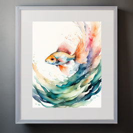 Póster Pintura acuarela de peces