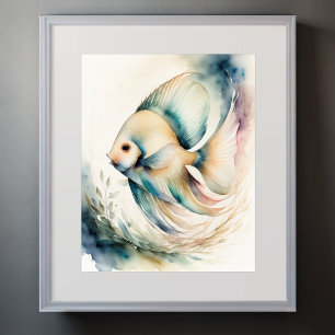 Póster Pintura acuarela de peces
