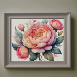 Póster Pintura acuarela de Peonies V