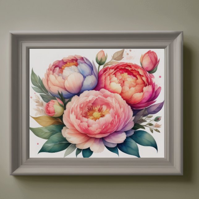 Póster Pintura acuarela de Peonies VI (Subido por el creador)