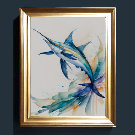 Póster Pintura acuarela de pez espada