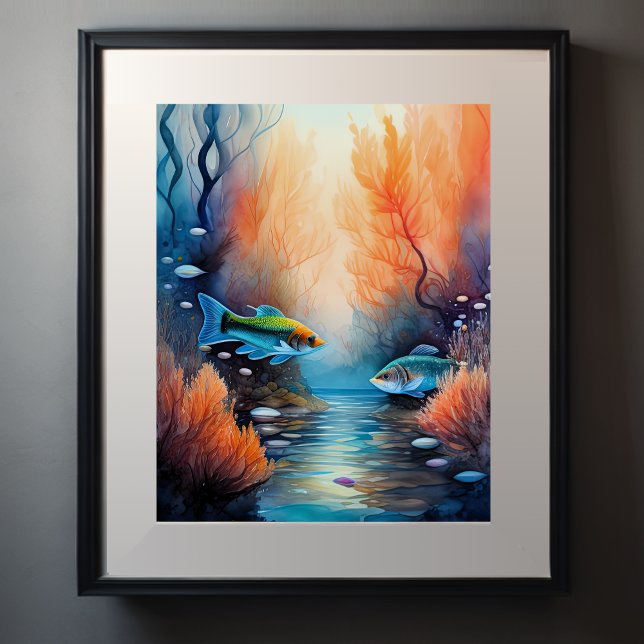 Póster Pintura acuarela de plantas de peces (Subido por el creador)