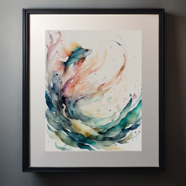 Póster Pintura acuarela de resumen de peces (Subido por el creador)